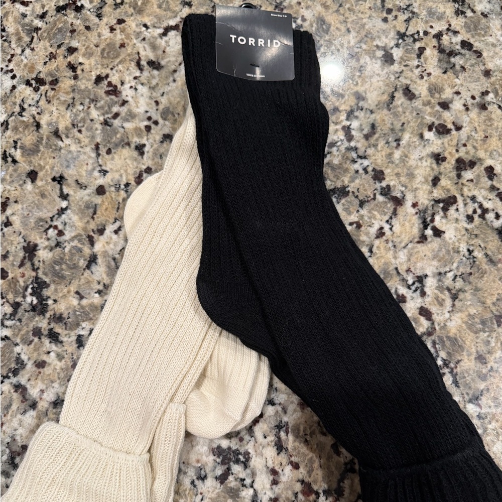 Torrid Black and Cream Knee High Socks
